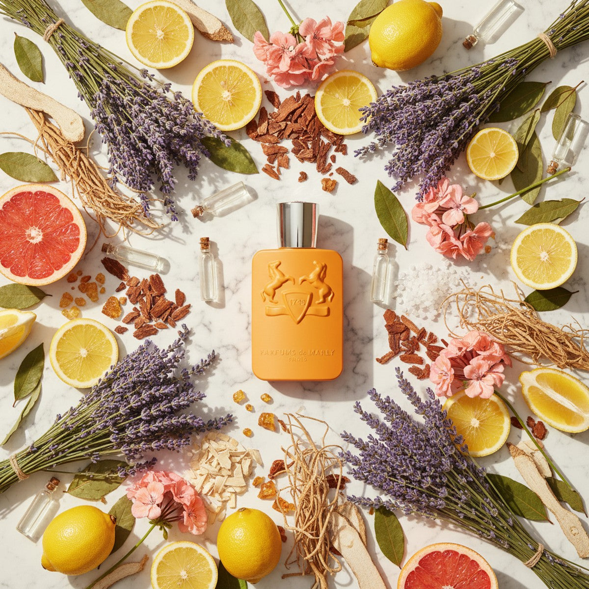 Parfums De Marly Perseus - Ingredient Flatlay